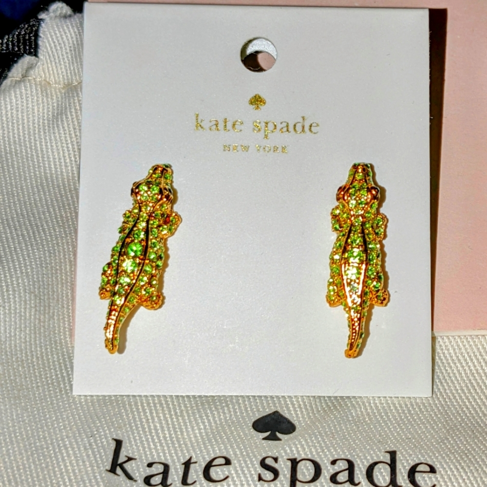 Authentic Kate Spade "Swamped" Green Crystal Earrings